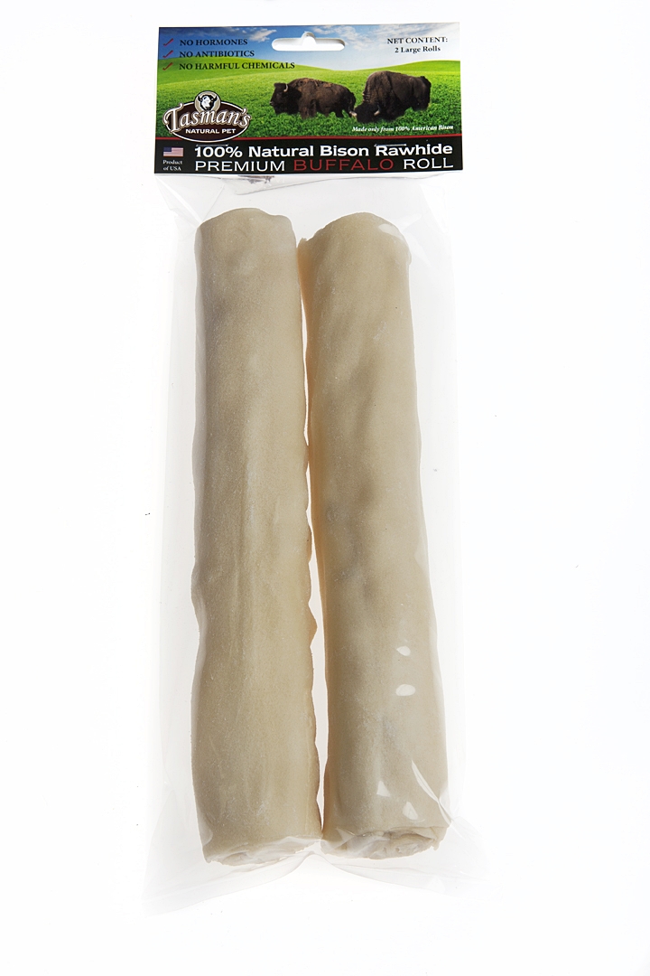 2 Large Buffalo Rawhide Rolls from Tasman's Natural Pet Co.